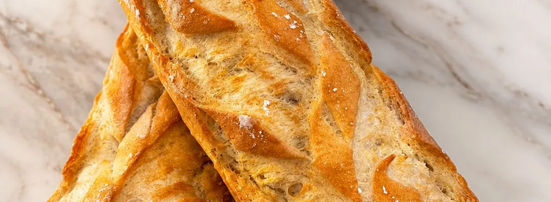 Barras de pan de masa madre de Hay Miga sobre mármol