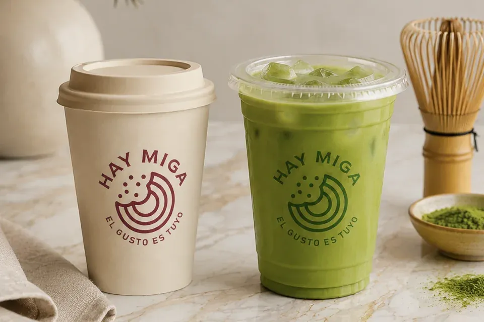 Café de especialidad y matcha latte de Hay Miga, para llevar